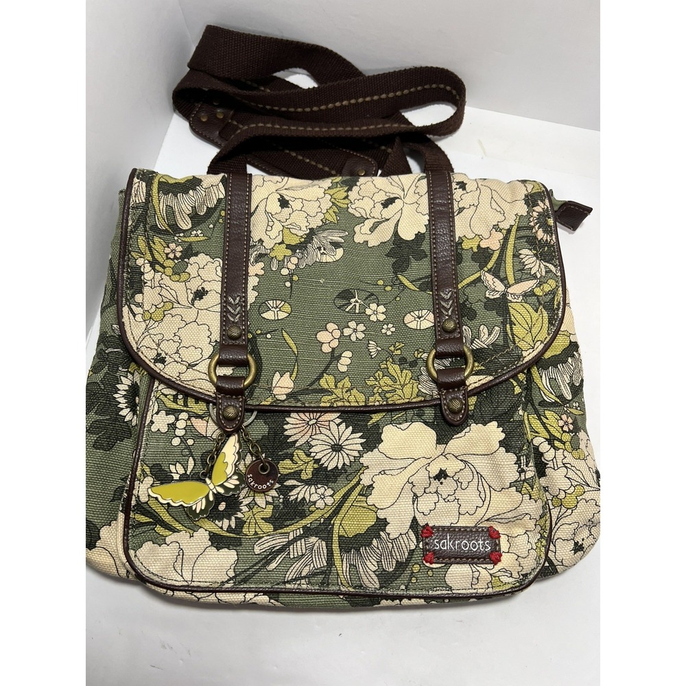 Sakroots Artist Circle Floral Convertible Backpack Crossbody Jute Cotton Boho